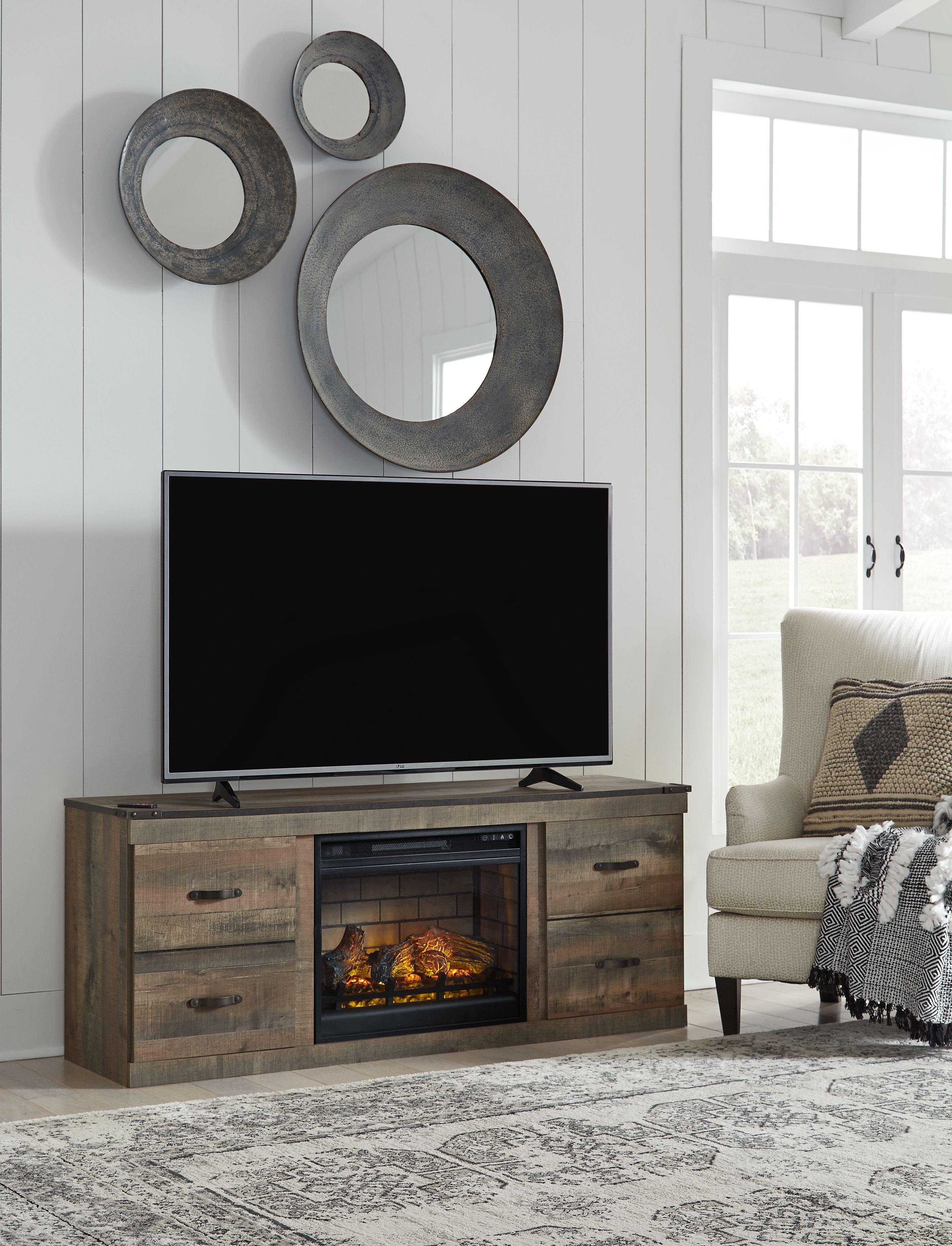 Signature Design by Ashley® - Trinell - Brown - TV Stand With Electric Fireplace - 5th Avenue Furniture