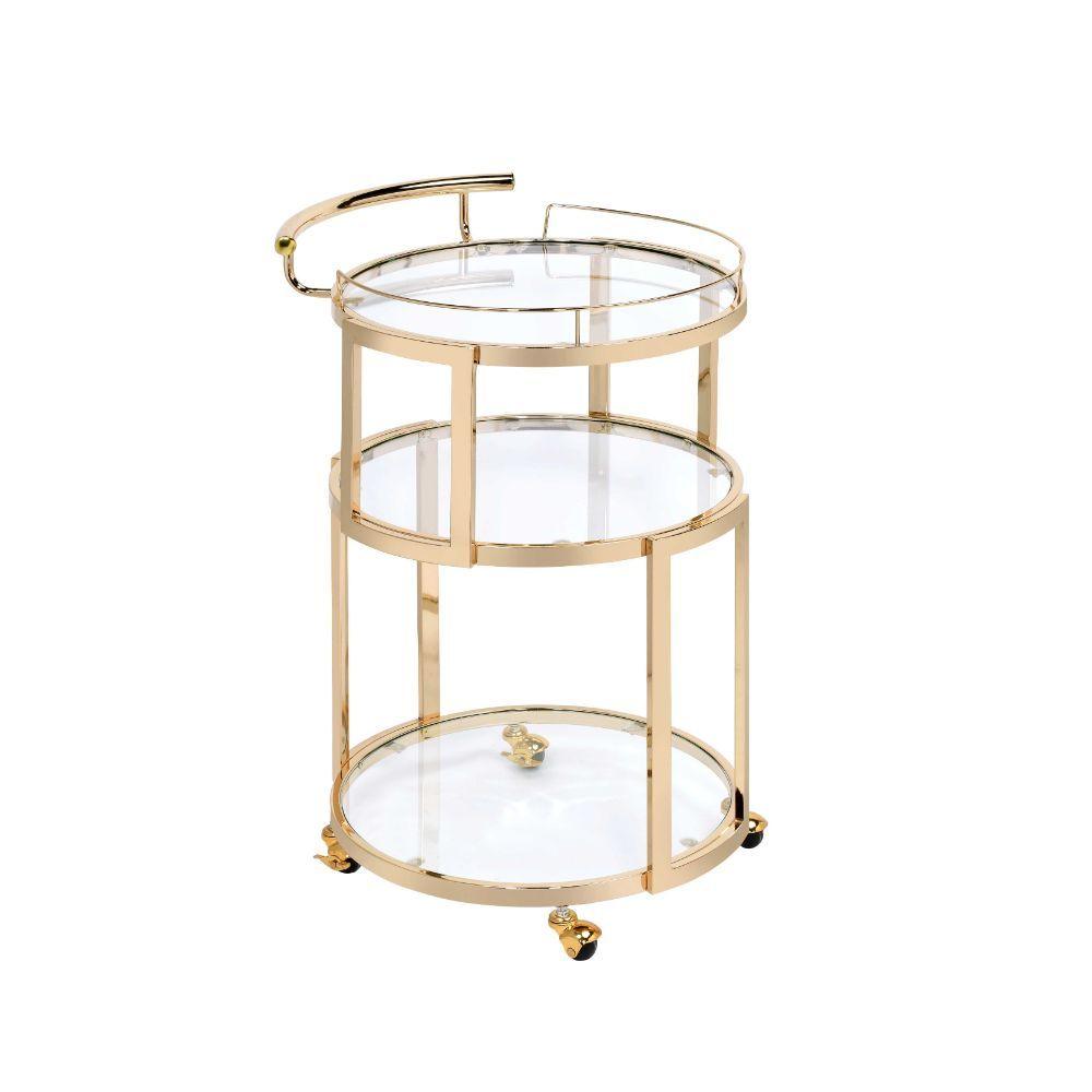 ACME - Madelina - Serving Cart - Gold & Clear Glass - 5th Avenue Furniture