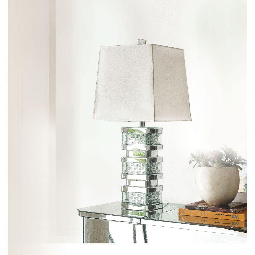 ACME - Nysa - Table Lamp - Mirrored & Faux Crystals - 31" - 5th Avenue Furniture