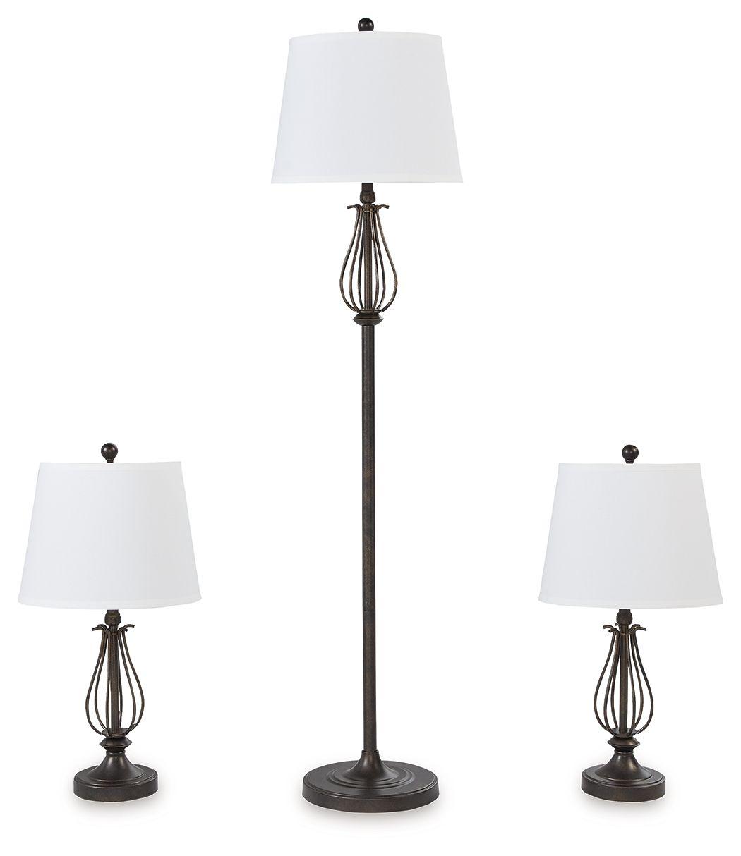 Signature Design by Ashley® - Brycestone - Bronze Finish - Metal Lamps (Set of 3) - 5th Avenue Furniture