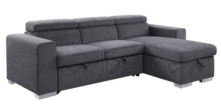 ACME - Natalie - Sectional Sofa - Gray Chenille - 5th Avenue Furniture