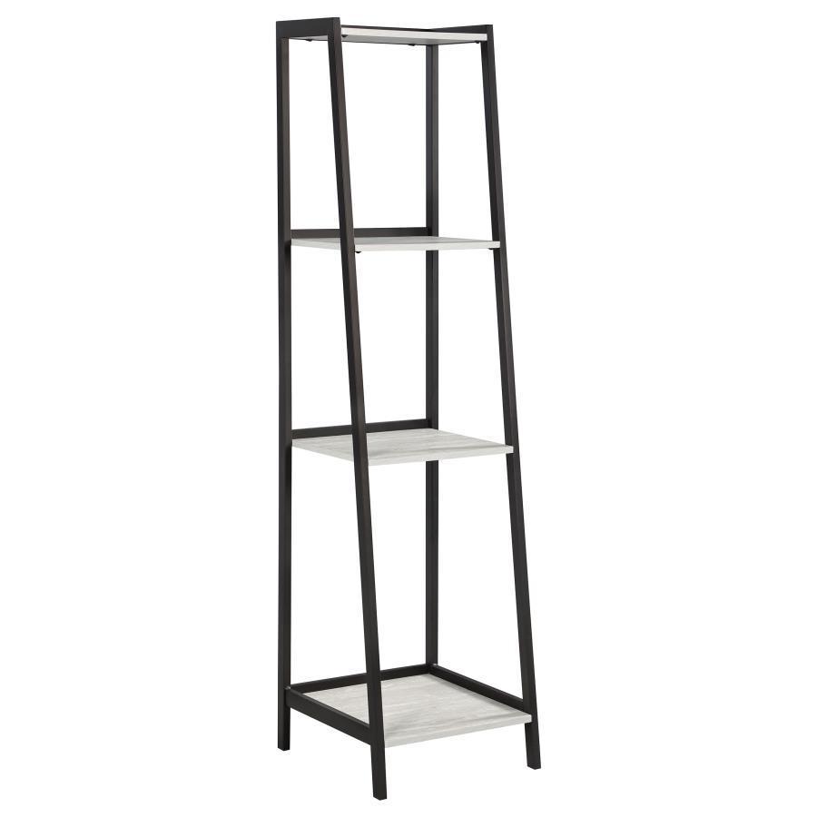 CoasterEssence - Pinckard - 4-Shelf Ladder Bookcase - Gray Stone And Black - 5th Avenue Furniture