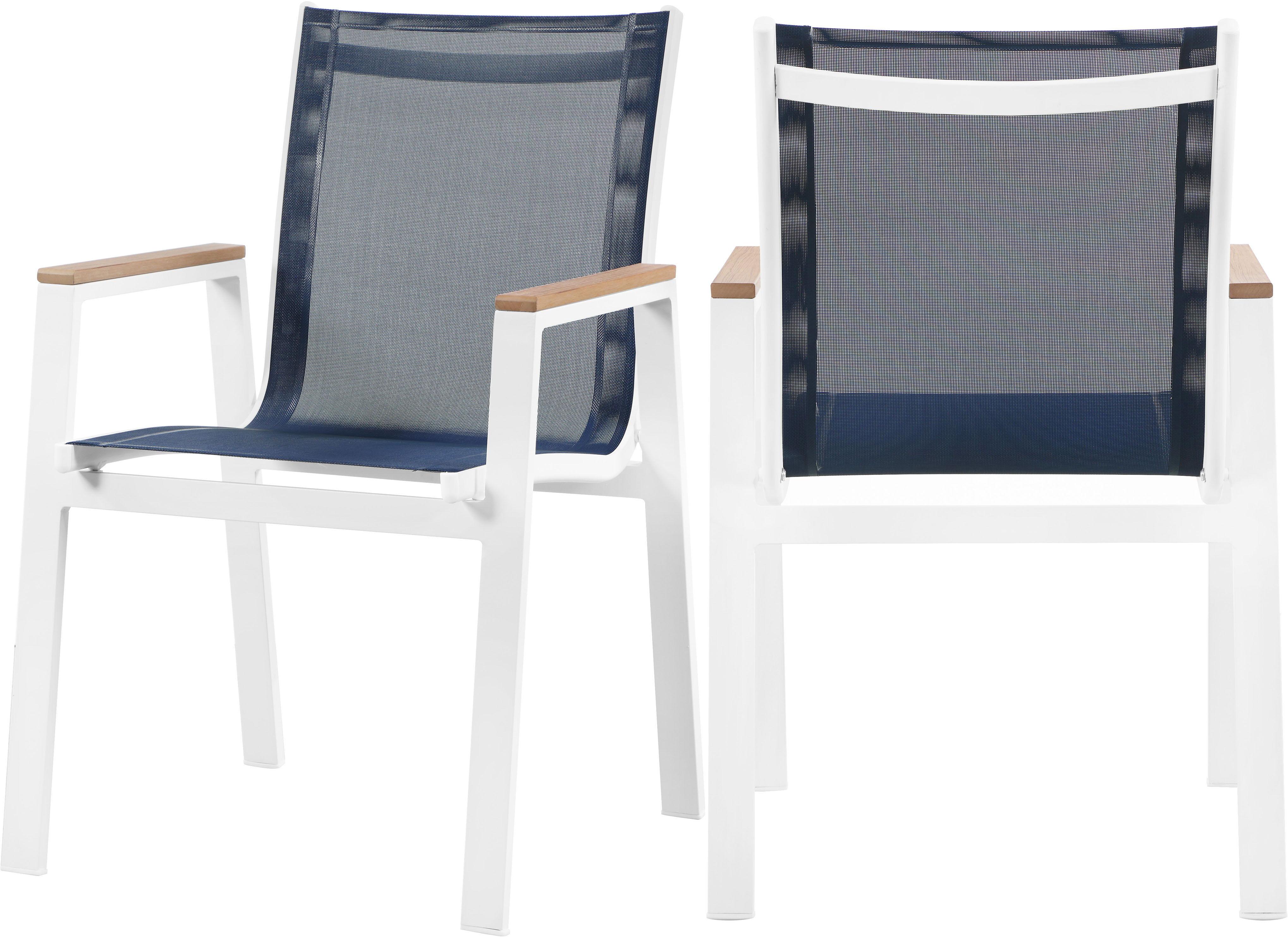 Meridian Furniture - Nizuc - Outdoor Patio Dining Arm Chair (Set of 2) - Navy - Fabric - 5th Avenue Furniture