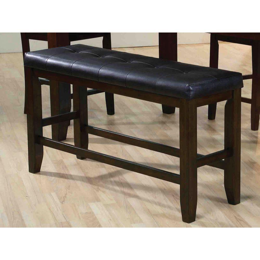 ACME - Urbana - Counter Height Bench - Black PU & Espresso - 5th Avenue Furniture