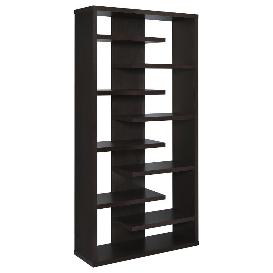 CoasterEveryday - Altmark - Bookcase With Staggered Floating Shelves - Cappuccino - 5th Avenue Furniture