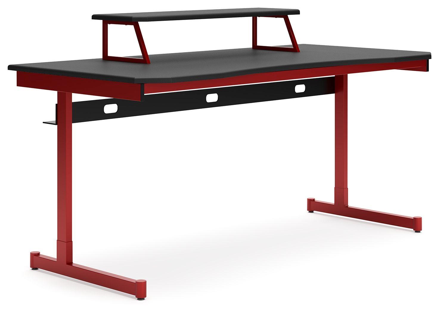 Signature Design by Ashley® - Lynxtyn - Red / Black - Home Office Desk With Raised Monitor Stand - 5th Avenue Furniture