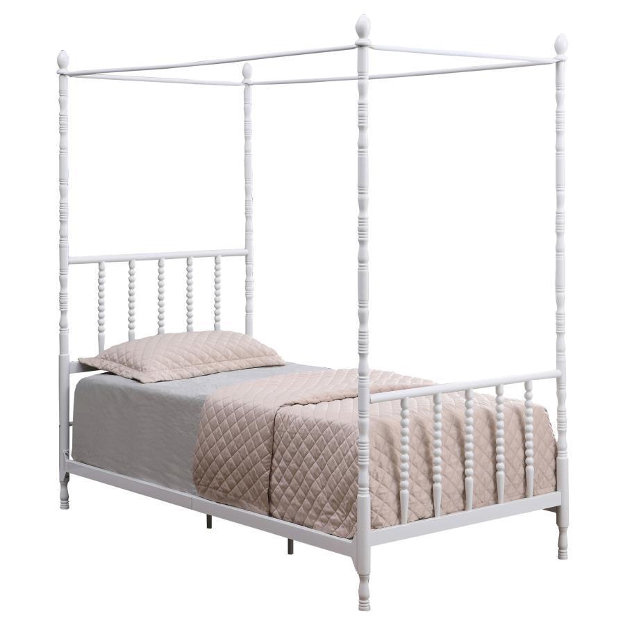 CoasterEssence - Betony - Twin Canopy Bed - White - 5th Avenue Furniture