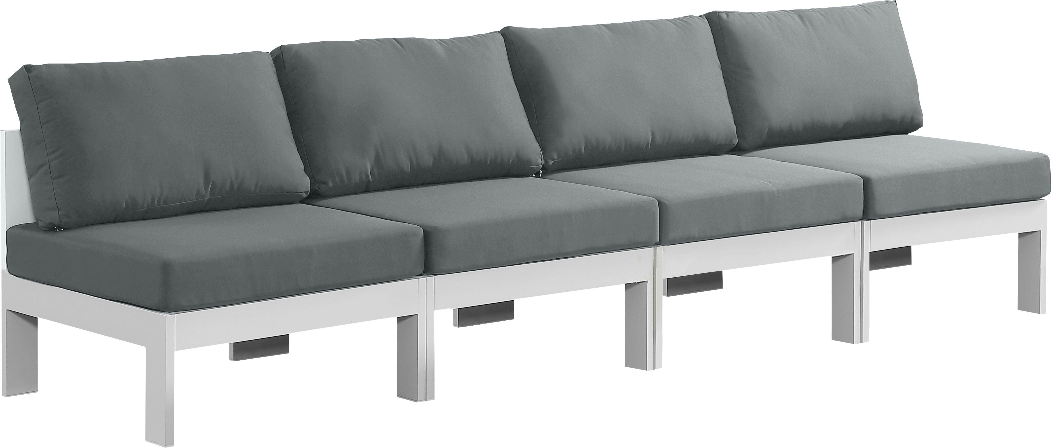 Meridian Furniture - Nizuc - Outdoor Patio Modular Sofa 4 Seats - Grey - 5th Avenue Furniture