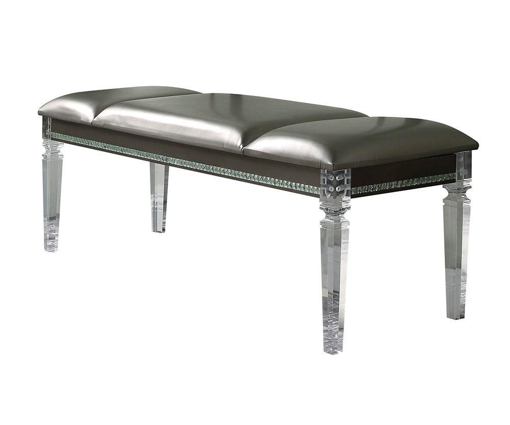 ACME - Sadie - Bench - PU & Clear Acrylic - 5th Avenue Furniture