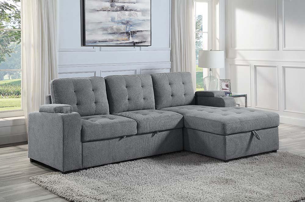 ACME - Kabira - Sectional Sofa - Gray Fabric - 5th Avenue Furniture