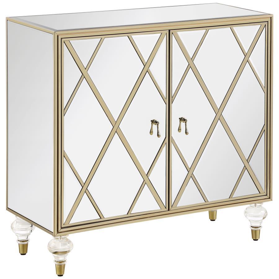 CoasterEssence - Astilbe - 2-Door Accent Cabinet - Mirror And Champagne - 5th Avenue Furniture