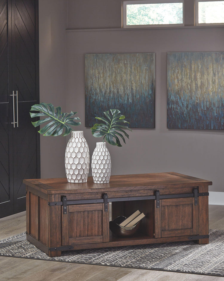 Ashley Furniture - Budmore - Brown - Rectangular Cocktail Table - 5th Avenue Furniture