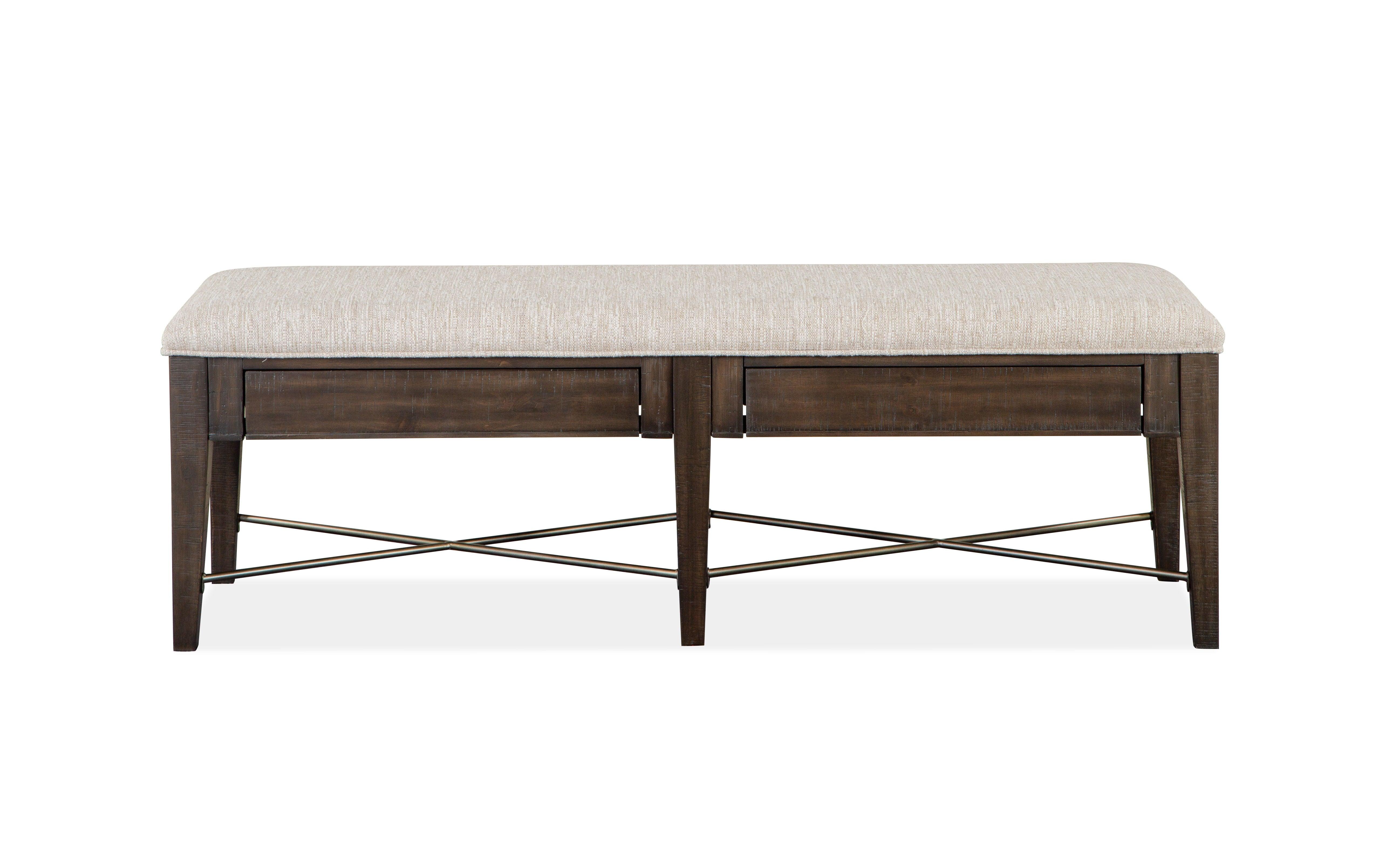 Magnussen Furniture - Westley Falls - Bench With Upholstered Seat - Graphite - 5th Avenue Furniture