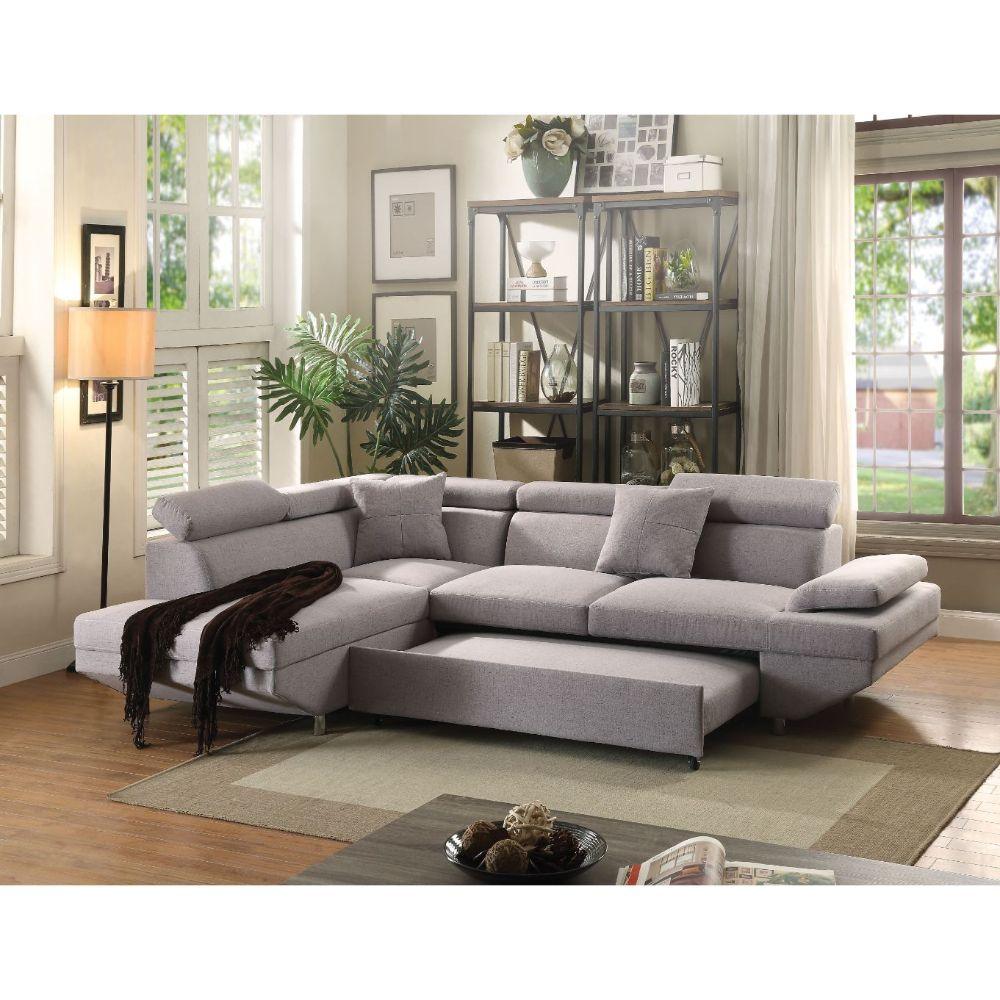 ACME - Jemima - Sectional Sofa - Gray Fabric - 5th Avenue Furniture