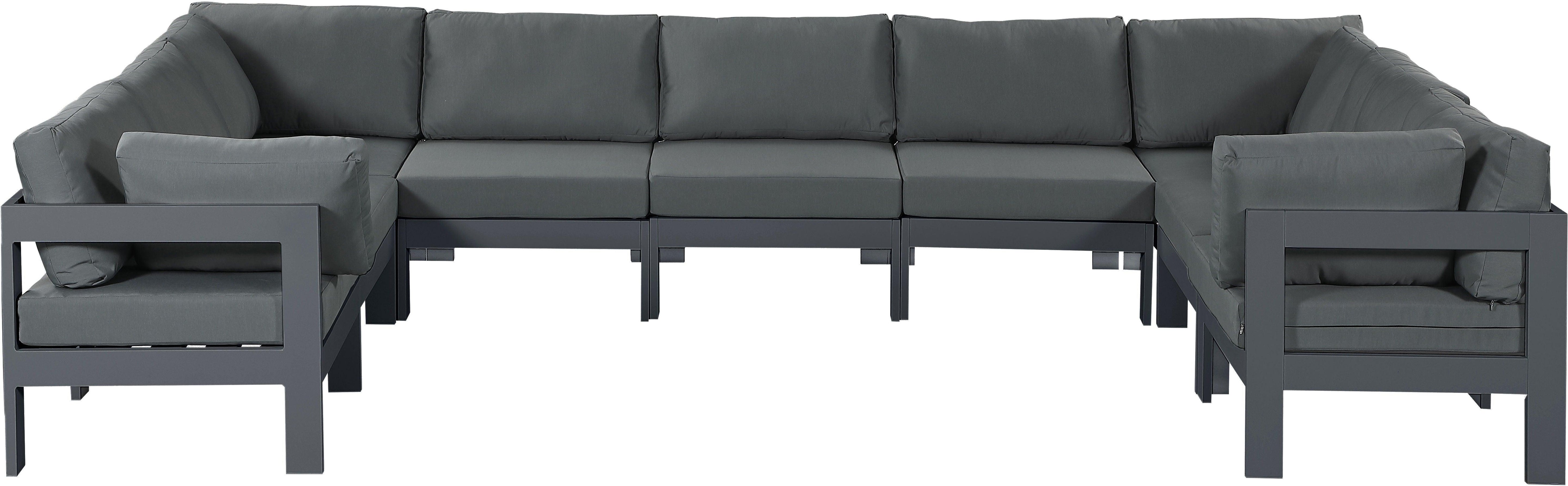 Meridian Furniture - Nizuc - Outdoor Patio Modular Sectional 9 Piece - Grey - 5th Avenue Furniture