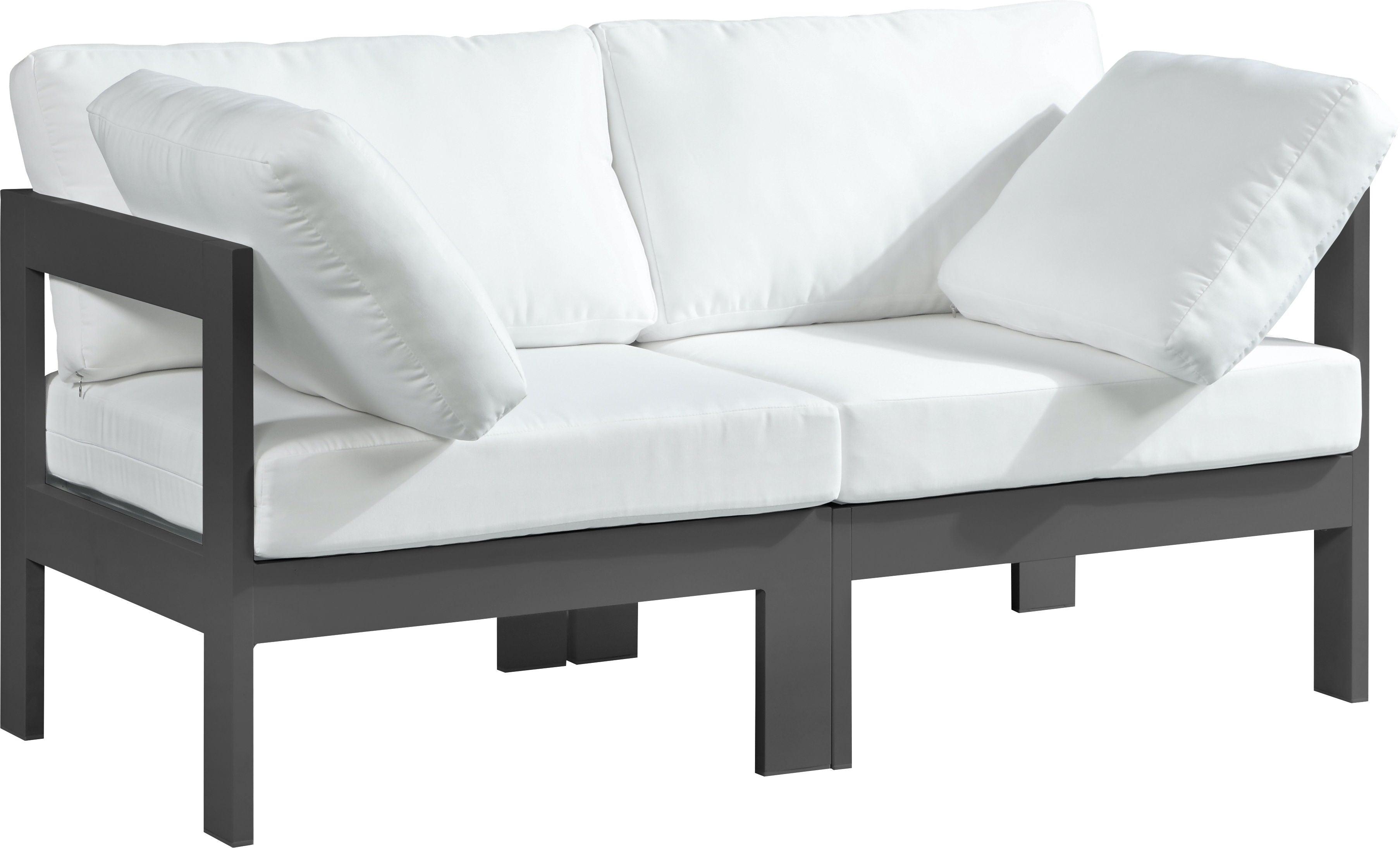 Meridian Furniture - Nizuc - Outdoor Patio Modular Sofa 2 Seats - White - Fabric - 5th Avenue Furniture
