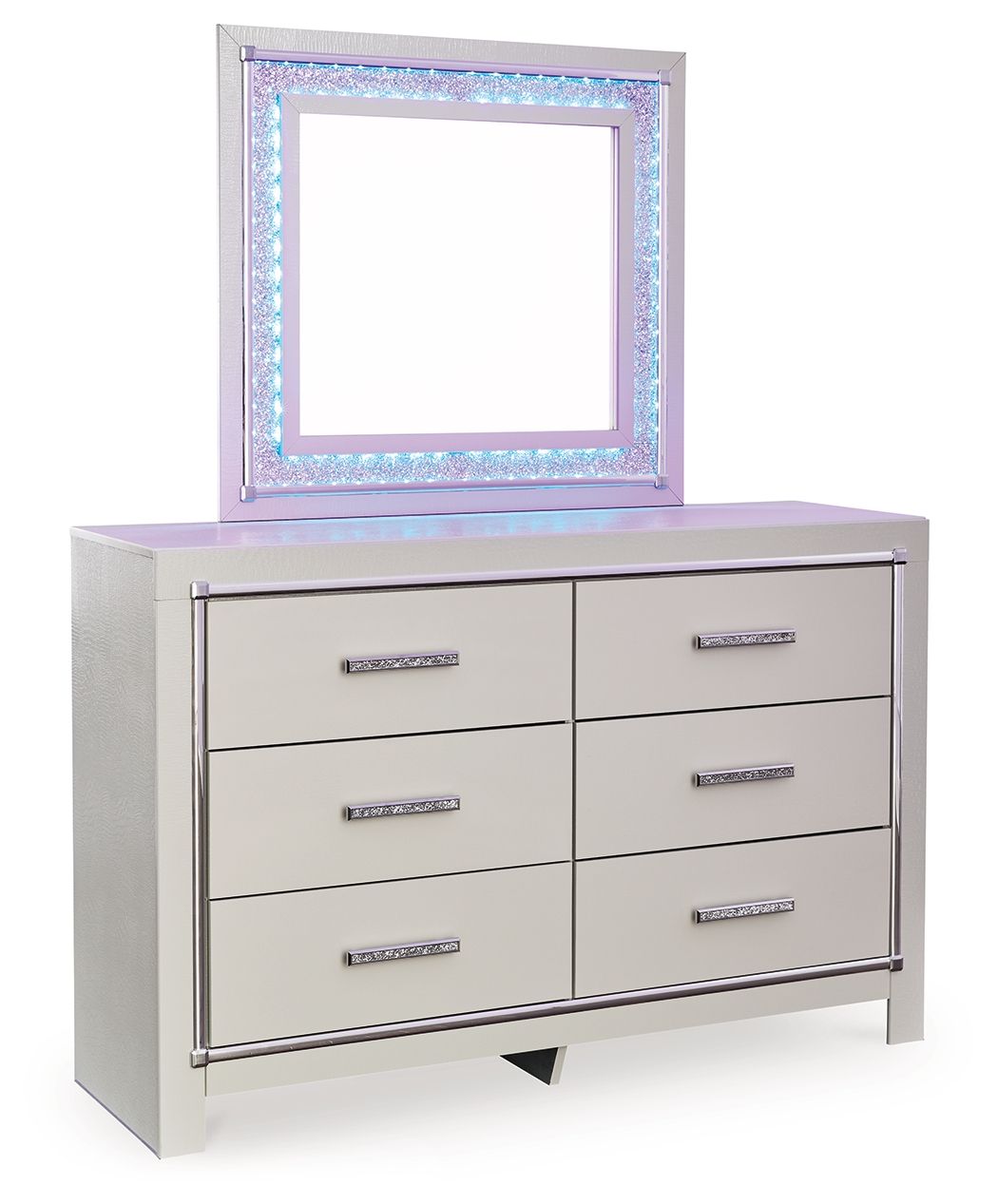 Zyniden - Silver - Dresser And Mirror - 5th Avenue Furniture