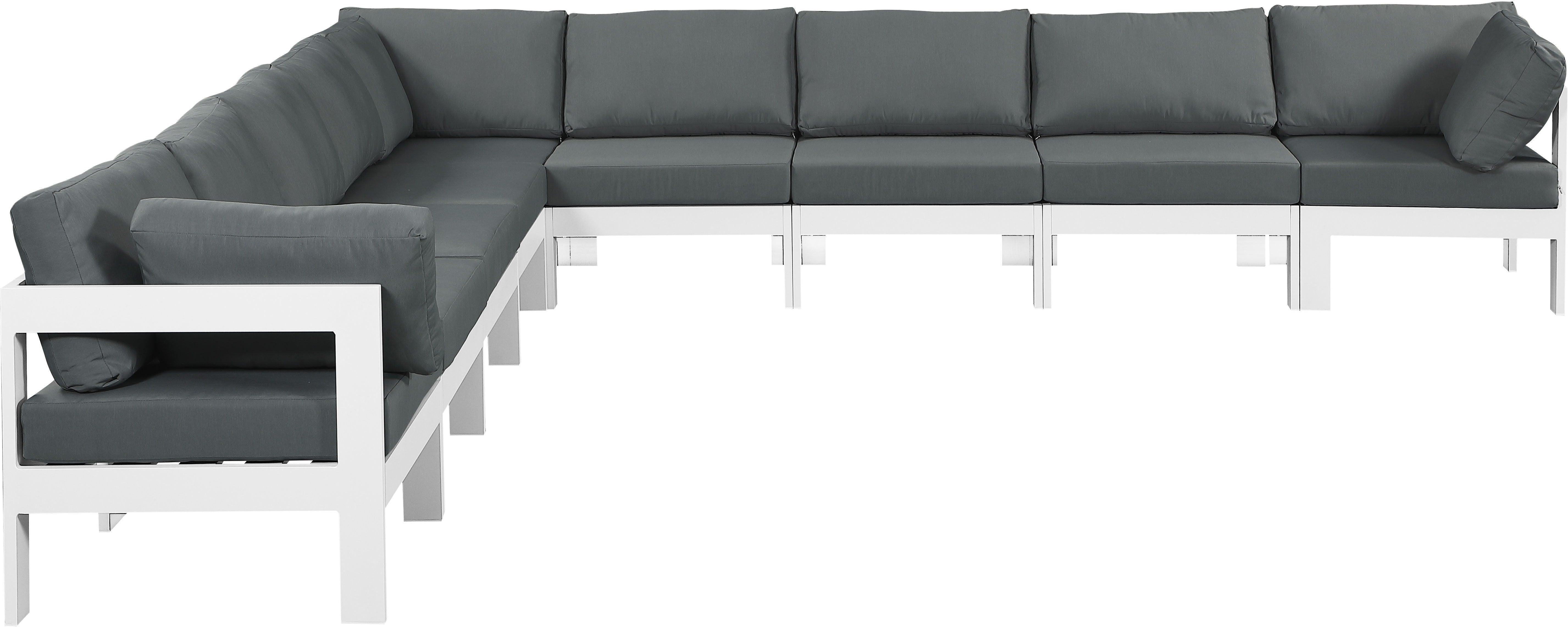 Meridian Furniture - Nizuc - Outdoor Patio Modular Sectional 9 Piece - Grey - Fabric - Modern & Contemporary - 5th Avenue Furniture