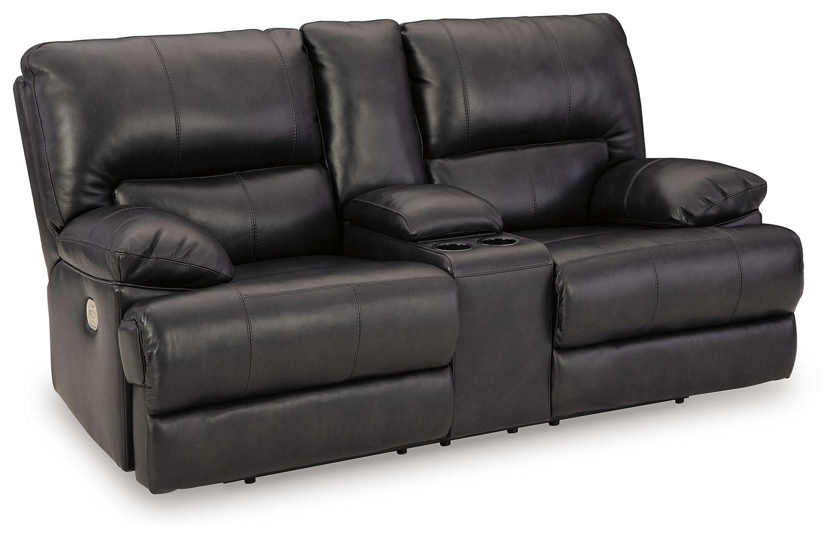 Signature Design by Ashley® - Mountainous - Eclipse - Power Reclining Loveseat With Console /Adj Headrest - 5th Avenue Furniture