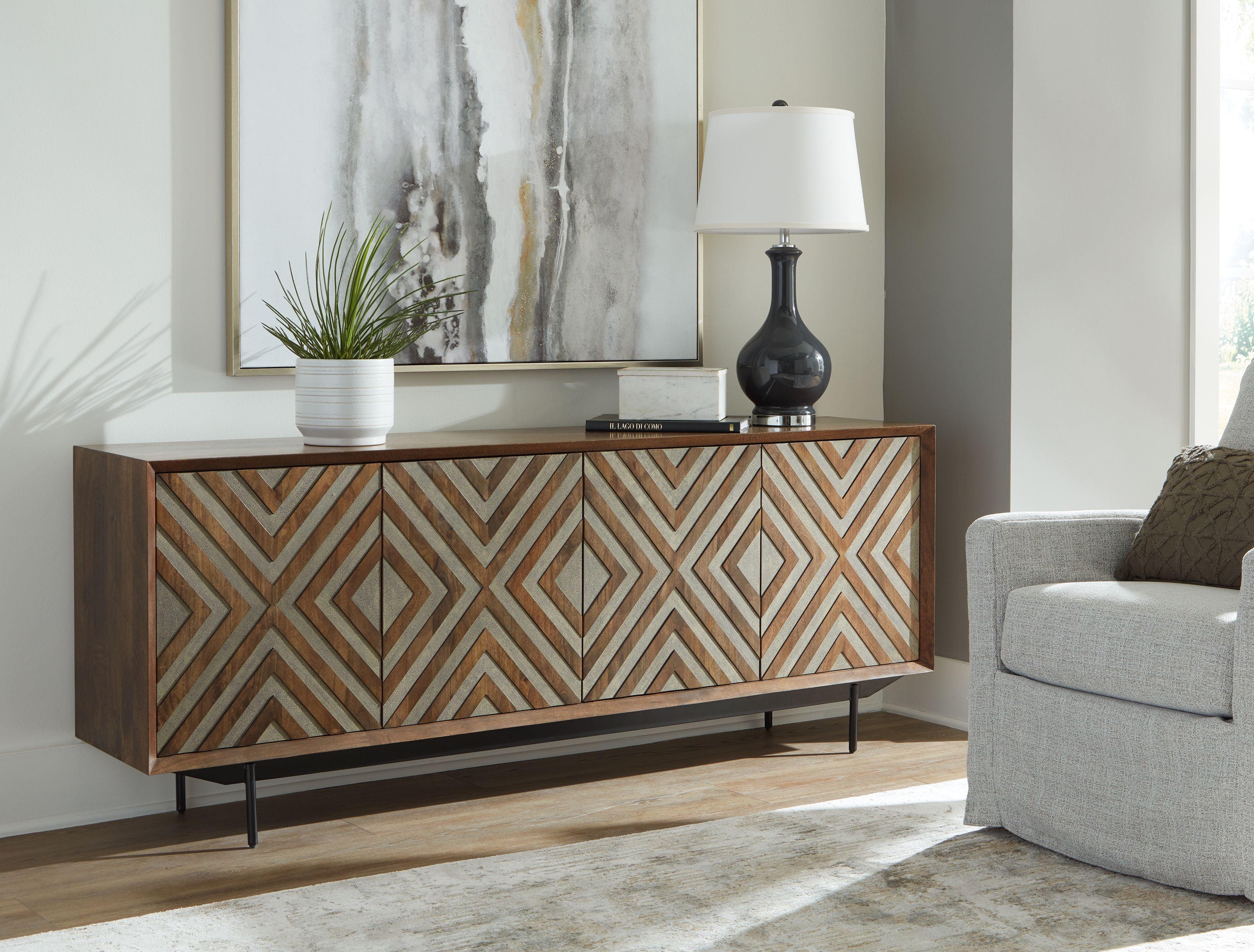 Signature Design by Ashley® - Dreggan - Brown / Gold Finish - Accent Cabinet - 5th Avenue Furniture