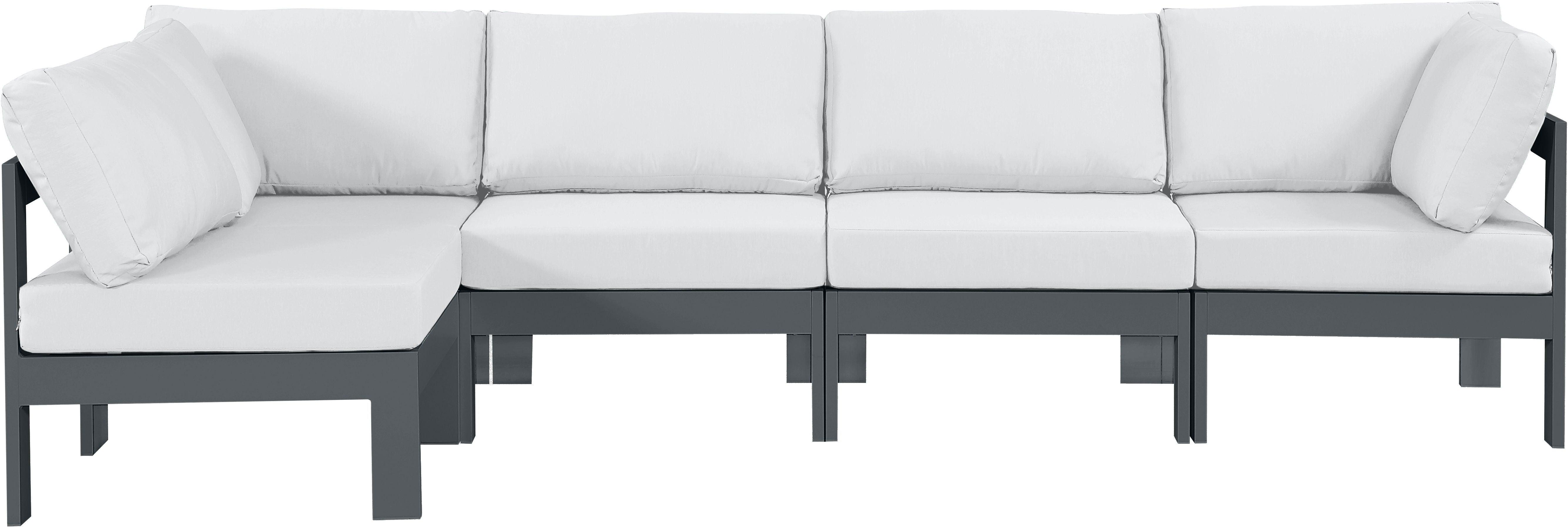 Meridian Furniture - Nizuc - Outdoor Patio Modular Sectional 5 Piece - White - Modern & Contemporary - 5th Avenue Furniture