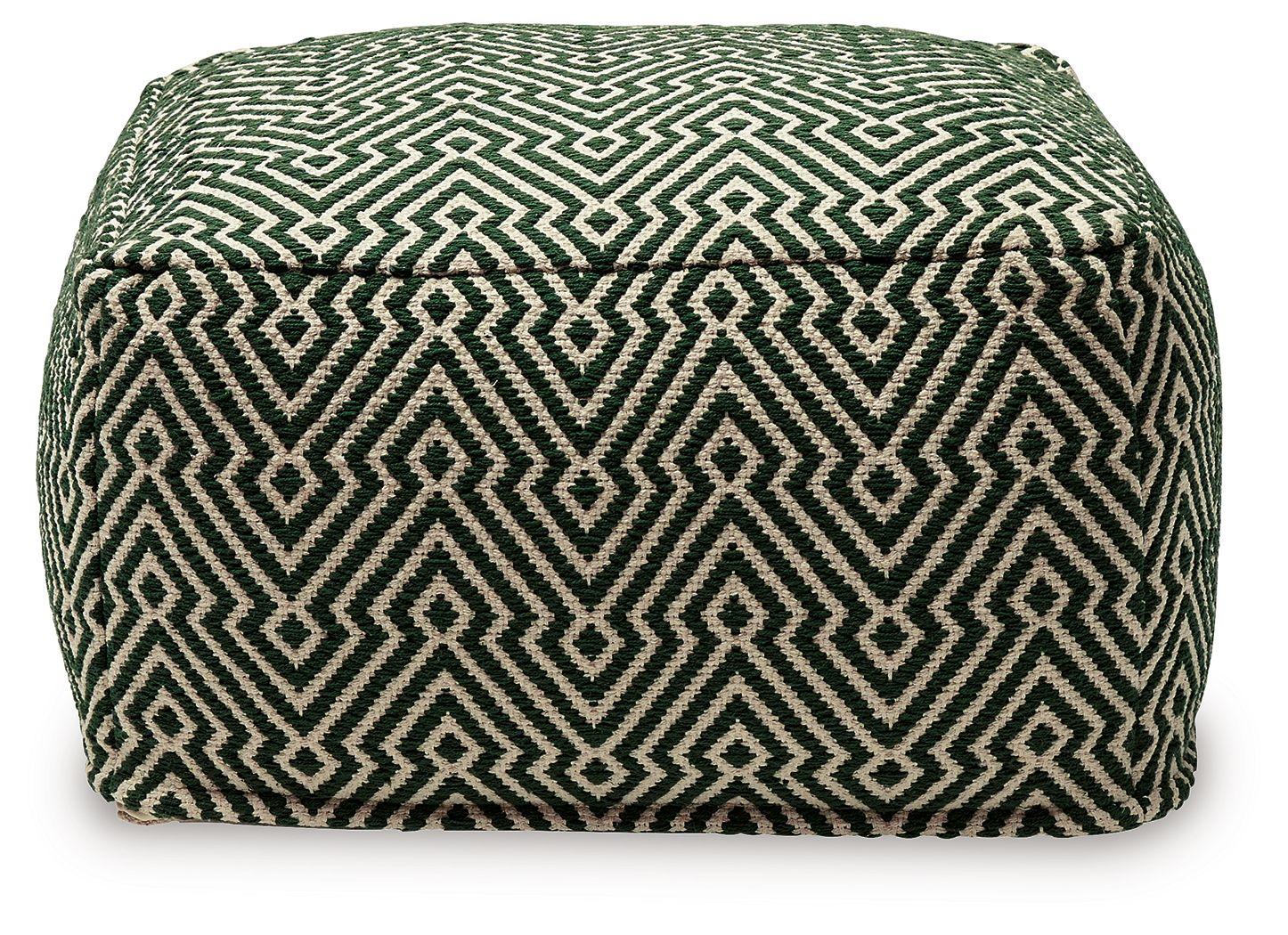 Signature Design by Ashley® - Abacy - Green / Ivory - Pouf - 5th Avenue Furniture