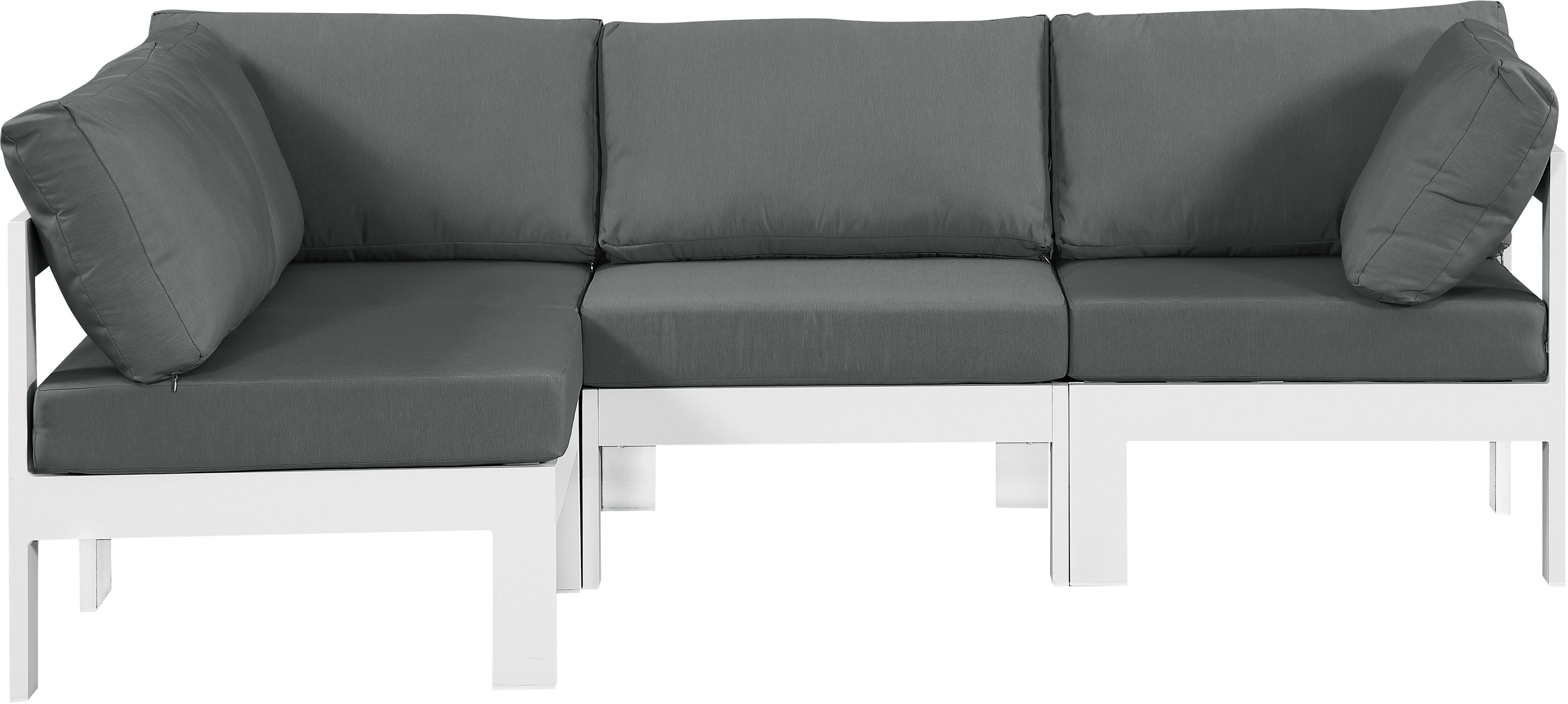 Meridian Furniture - Nizuc - Outdoor Patio Modular Sectional 4 Piece - Grey - Fabric - 5th Avenue Furniture
