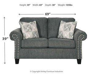 Ashley Furniture - Agleno - Charcoal - Loveseat - 5th Avenue Furniture