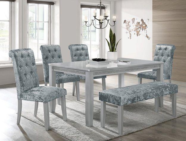 Crown Mark - Vela - 6pc Dining Set - Gray - 5th Avenue Furniture