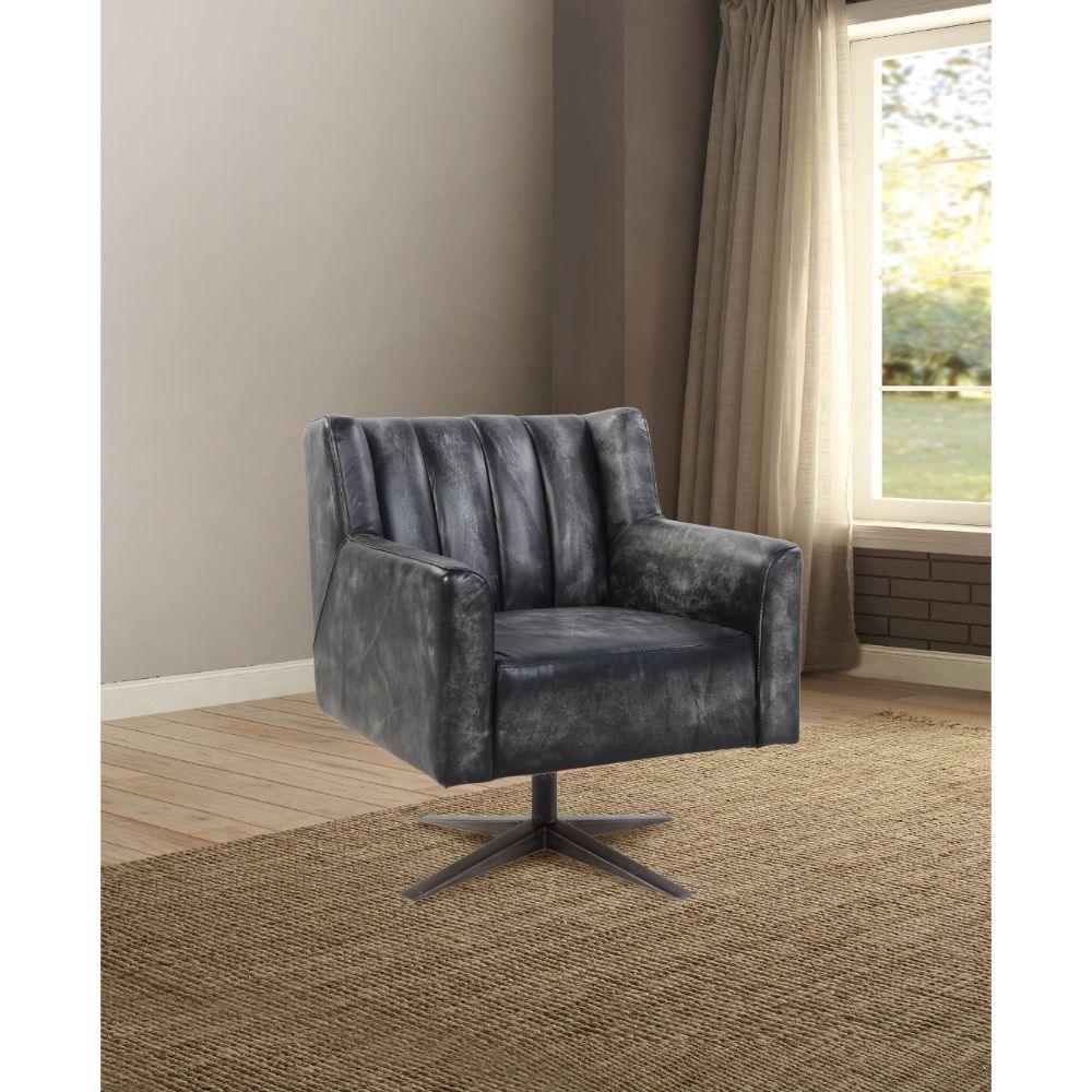 ACME - Brancaster - Executive Office Chair - Vintage Black Top Grain Leather - 5th Avenue Furniture