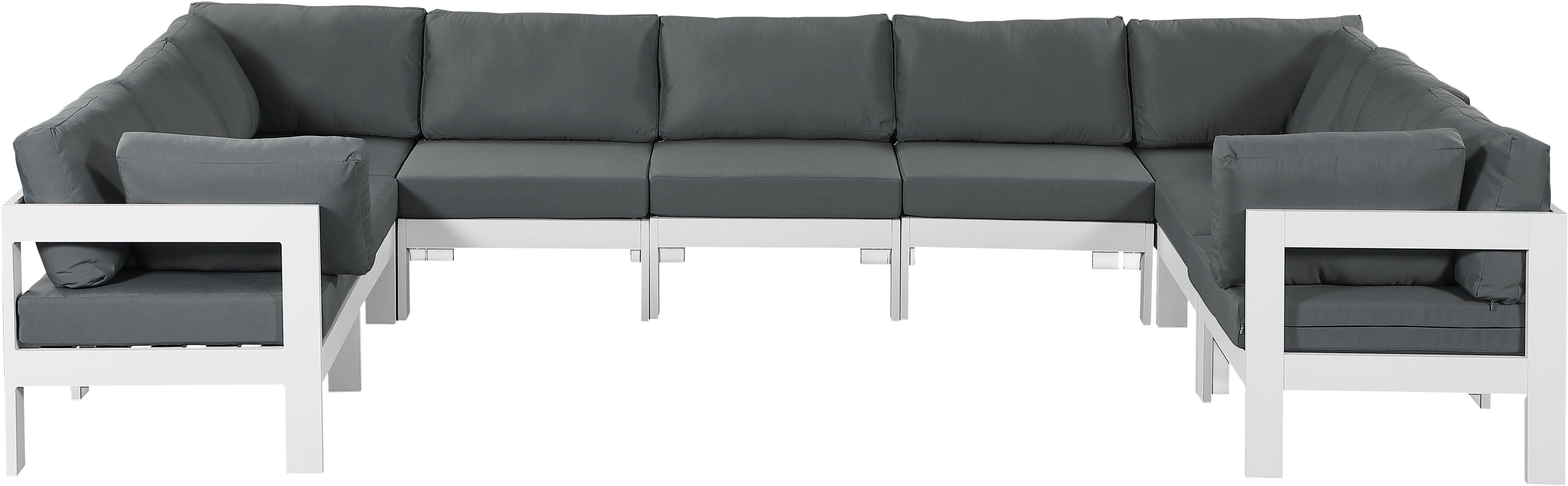 Meridian Furniture - Nizuc - Outdoor Patio Modular Sectional 9 Piece - Grey - Metal - 5th Avenue Furniture