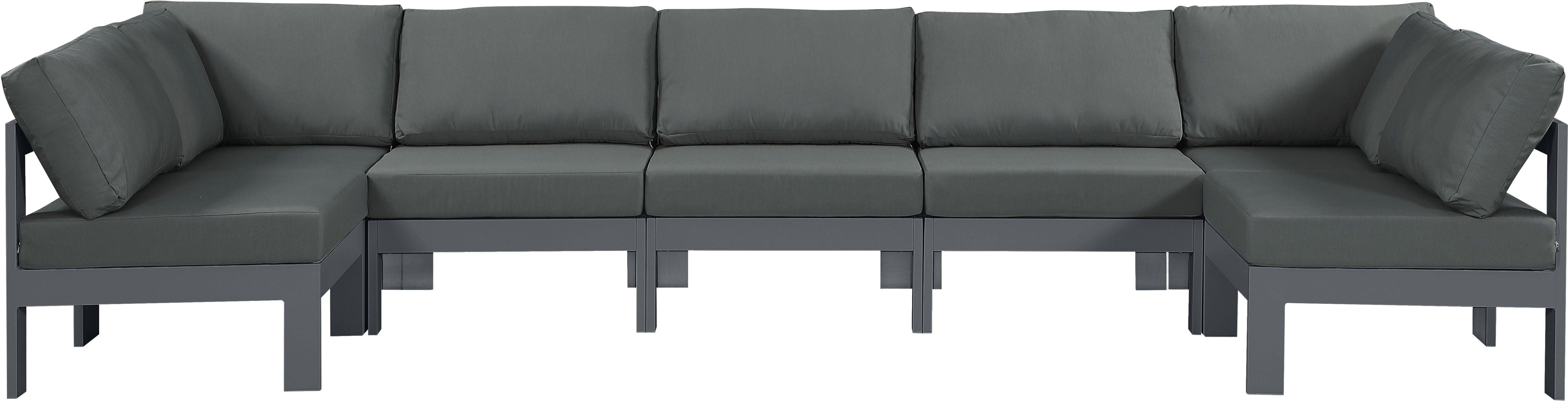 Meridian Furniture - Nizuc - Outdoor Patio Modular Sectional 7 Piece - Gray Dark - 5th Avenue Furniture