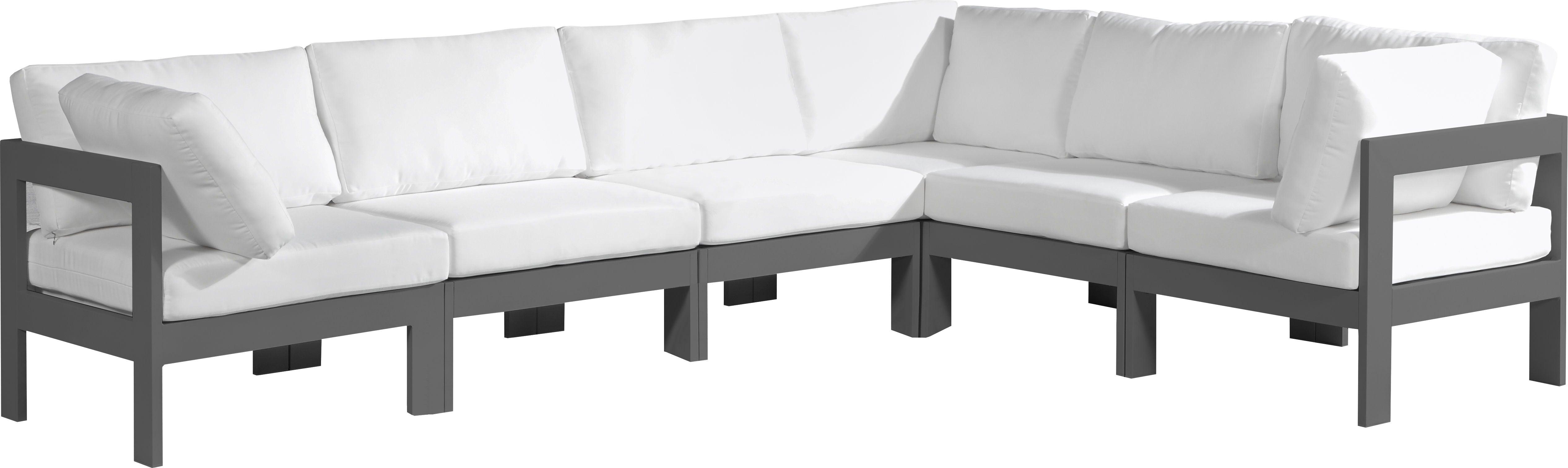 Meridian Furniture - Nizuc - Outdoor Patio Modular Sectional 6 Piece - White - 5th Avenue Furniture