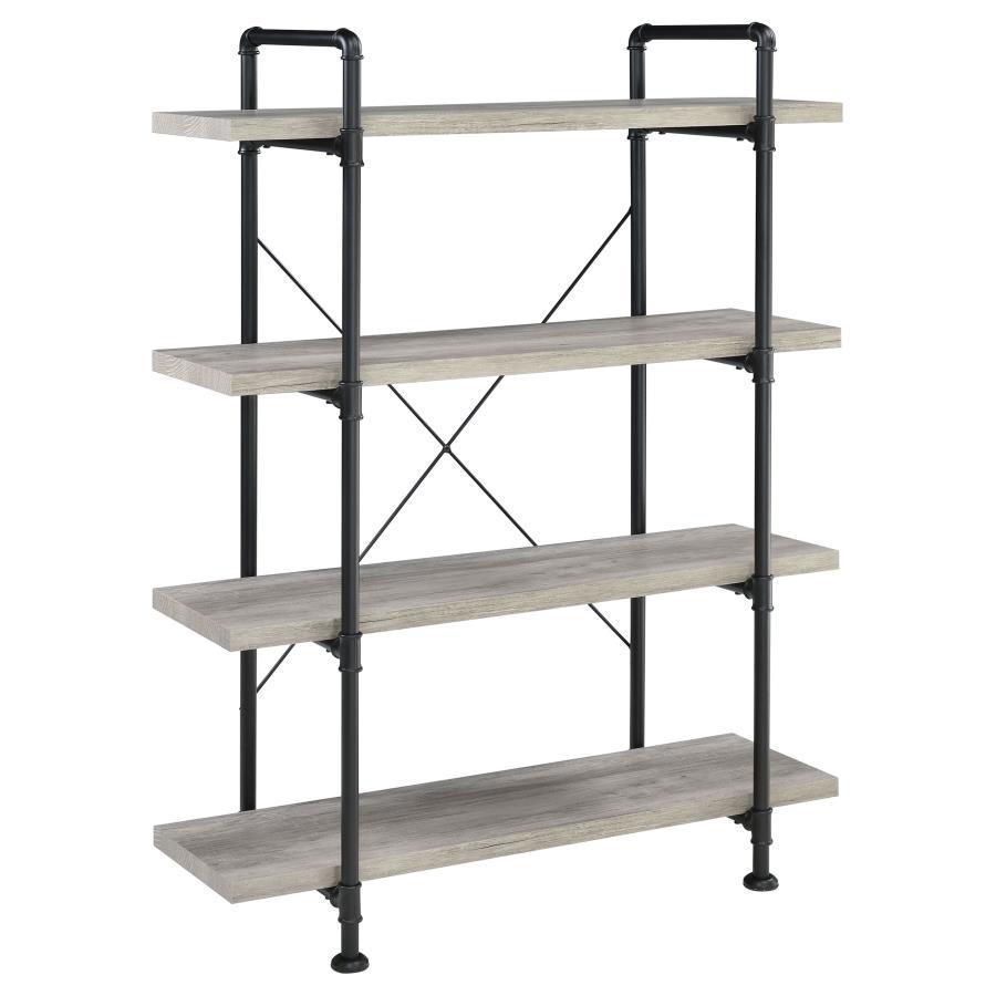 CoasterEveryday - Delray - 4-Tier Open Shelving Bookcase - Gray Driftwood And Black - 5th Avenue Furniture
