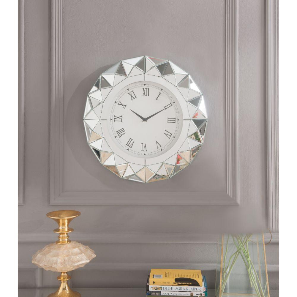 ACME - Nyoka - Wall Clock - Mirrored - 5th Avenue Furniture