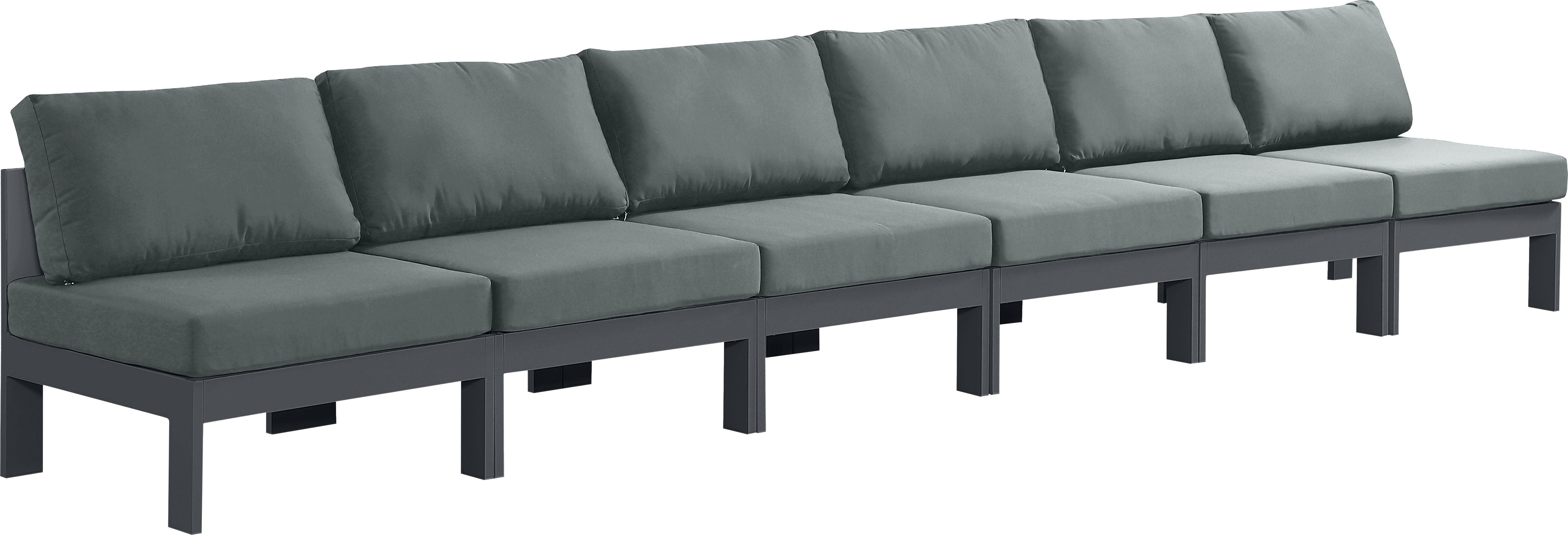 Meridian Furniture - Nizuc - Outdoor Patio Modular Sofa Armless - Grey - Metal - 5th Avenue Furniture