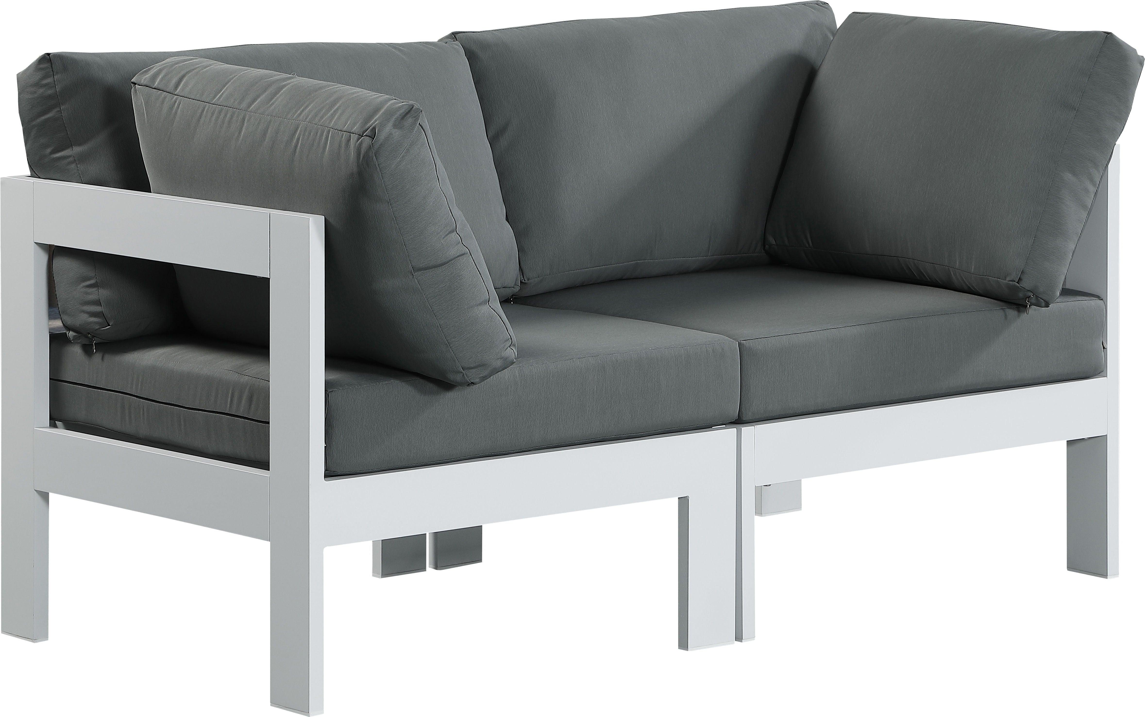 Meridian Furniture - Nizuc - Outdoor Patio Modular Sofa - Grey - Fabric - Metal - 5th Avenue Furniture