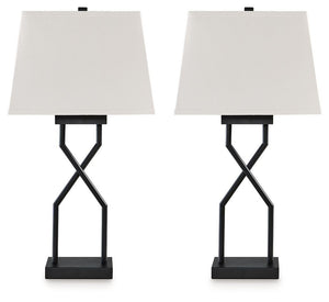 Signature Design by Ashley® - Brookthrone - Black - Metal Table Lamp (Set of 2) - 5th Avenue Furniture