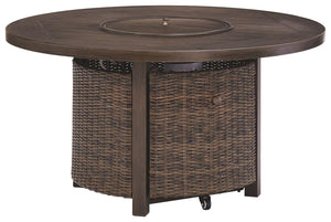 Ashley Furniture - Paradise - Medium Brown - Round Fire Pit Table - 5th Avenue Furniture