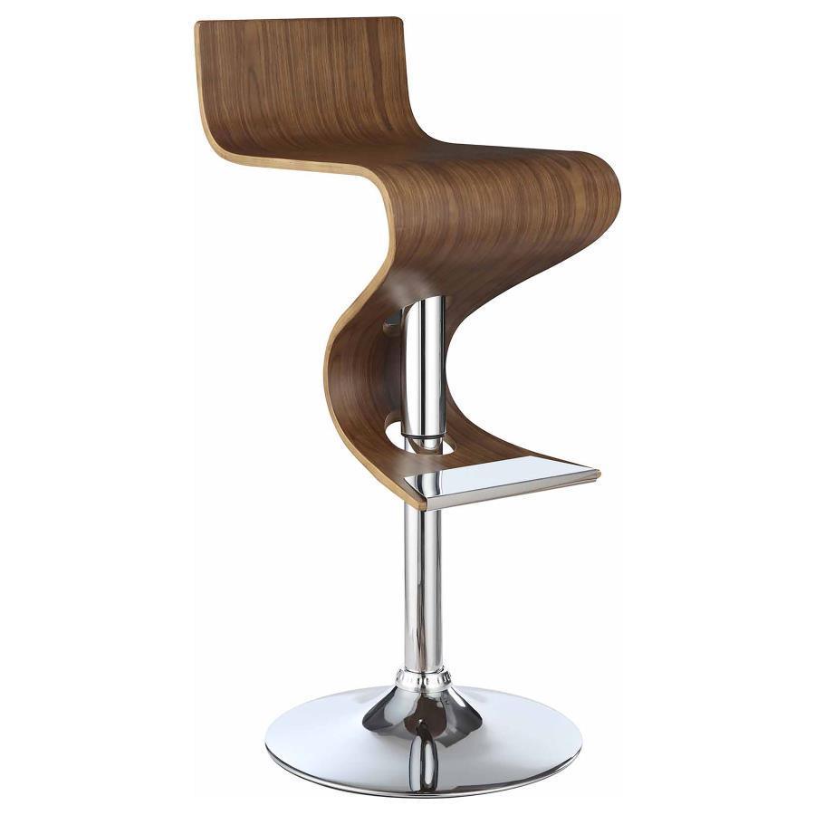 CoasterEssence - Covina - Adjustable Bar Stool - Walnut And Chrome - 5th Avenue Furniture