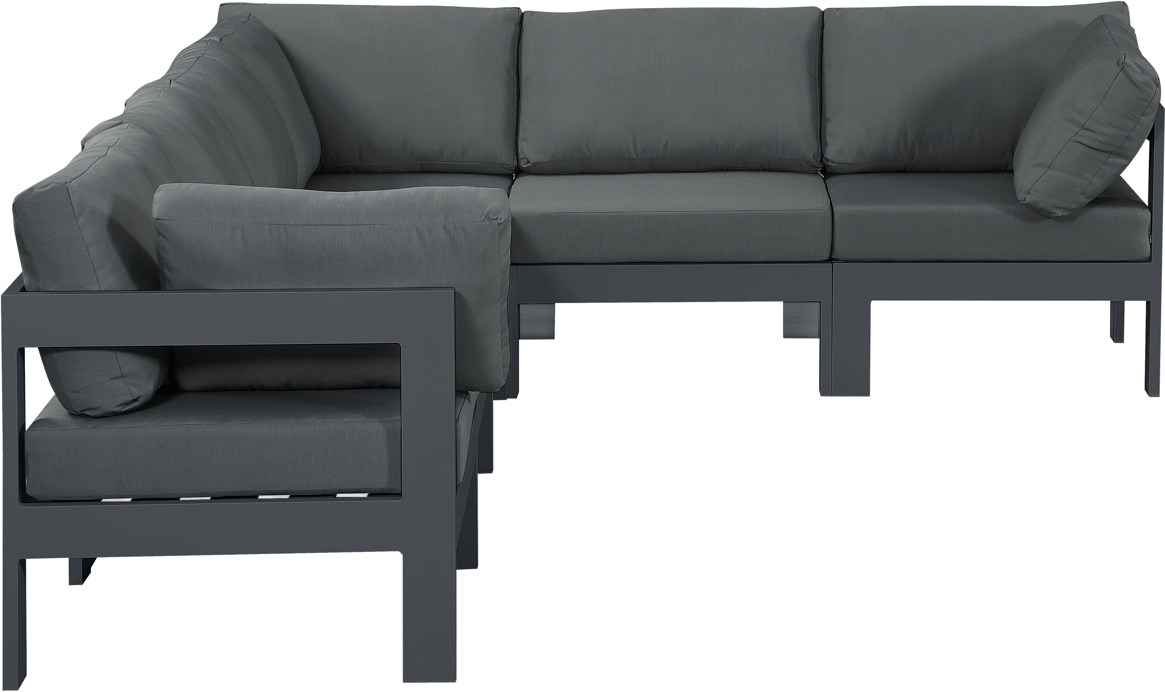 Meridian Furniture - Nizuc - Outdoor Patio Modular Sectional 6 Piece - Grey - 5th Avenue Furniture