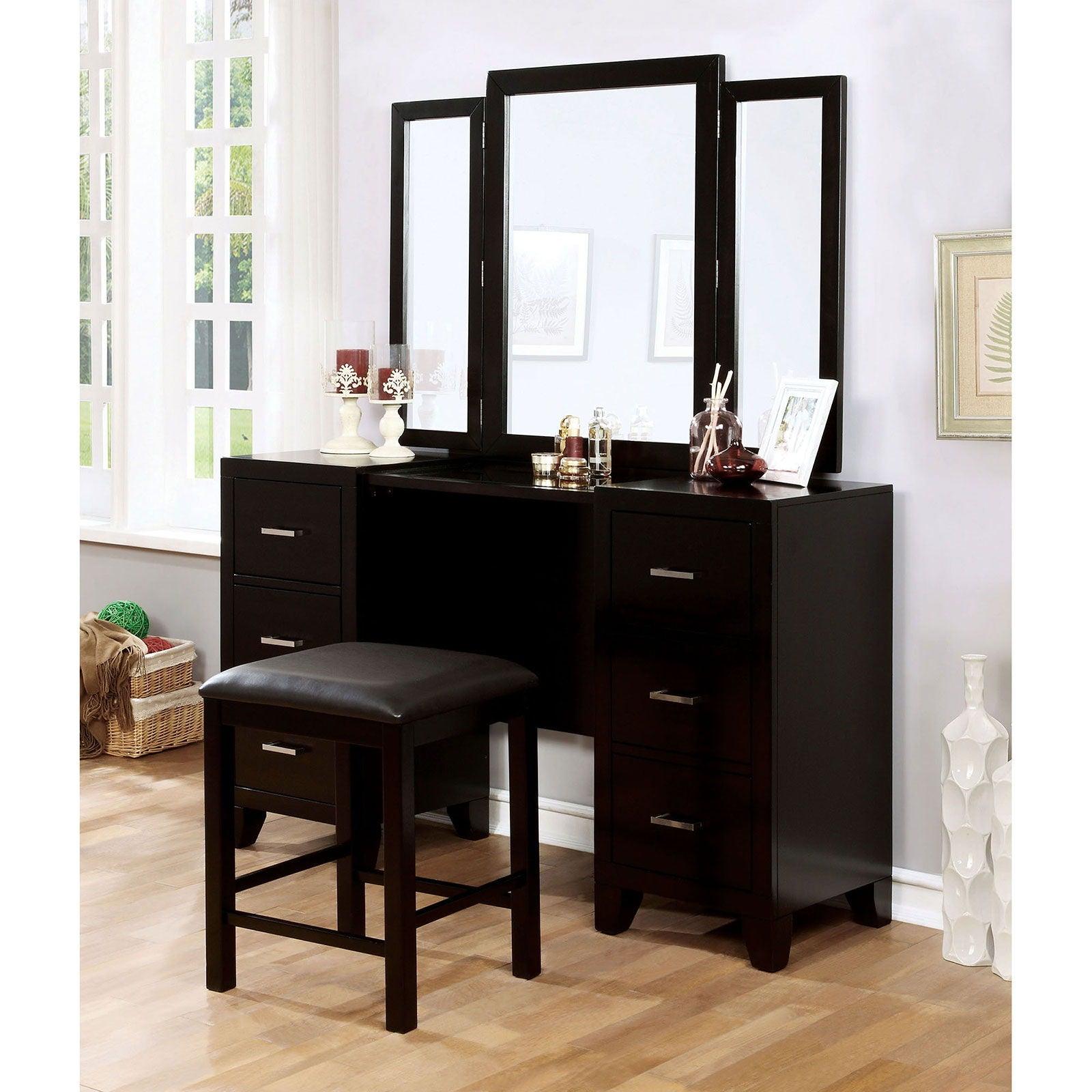 Furniture of America - Enrico - Vanity With Stool - Espresso - 5th Avenue Furniture