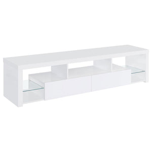 Coaster Fine Furniture - Jude - 3 Piece Entertainment Center With 71" TV Stand - White High Gloss - 5th Avenue Furniture