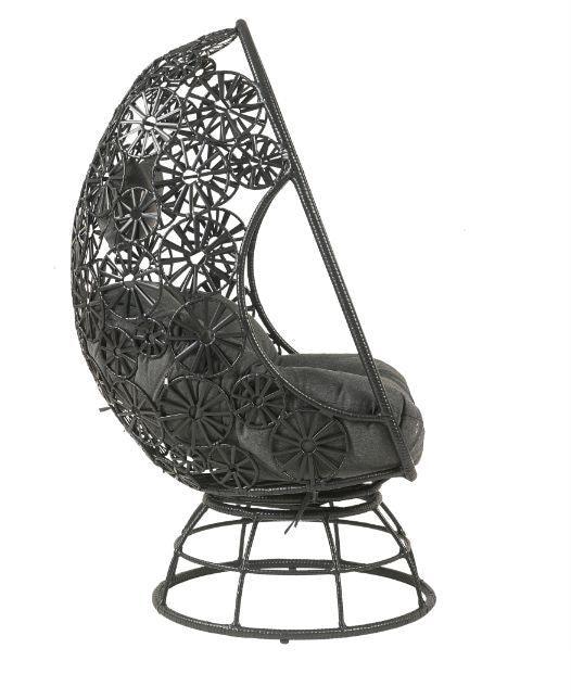 ACME - Hikre - Patio Lounge Chair - Clear Glass, Charcaol Fabric & Black Wicker - 5th Avenue Furniture