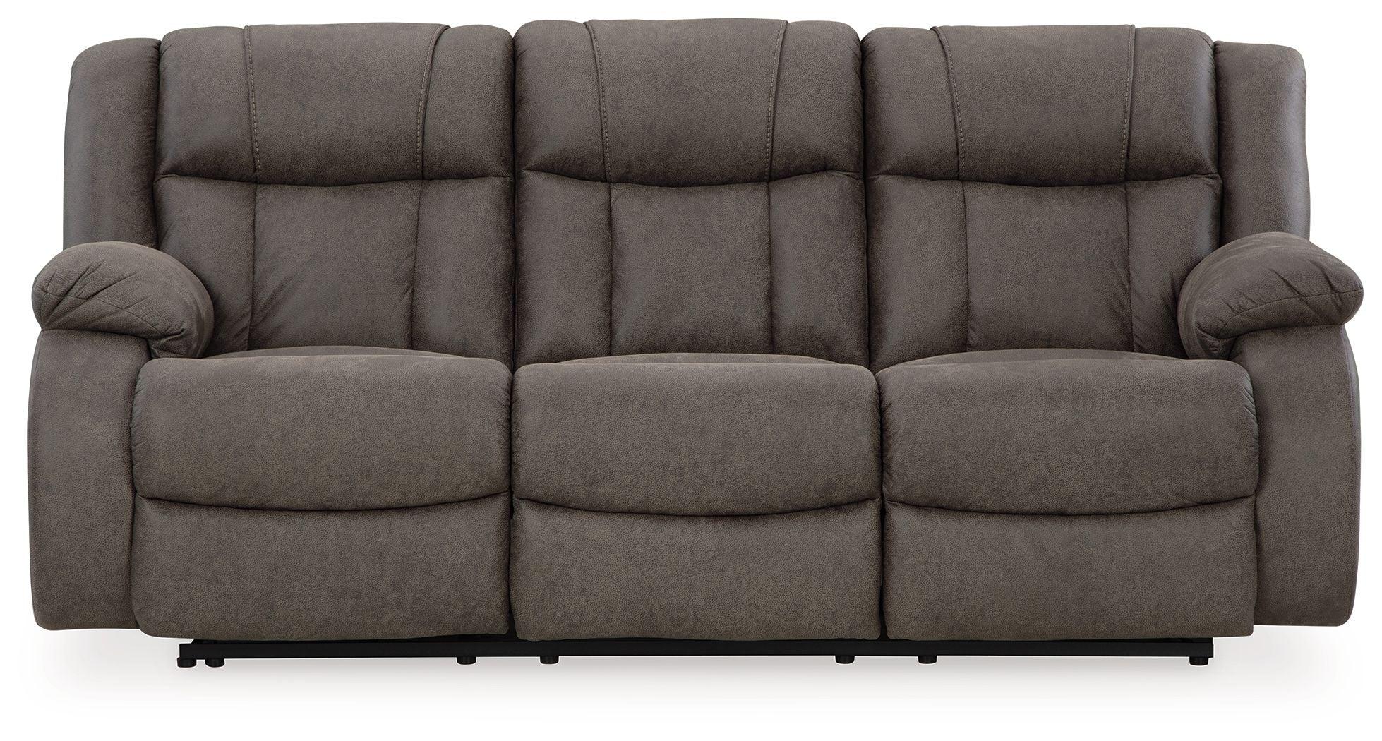Signature Design by Ashley® - First Base - Gunmetal - Reclining Sofa - 5th Avenue Furniture