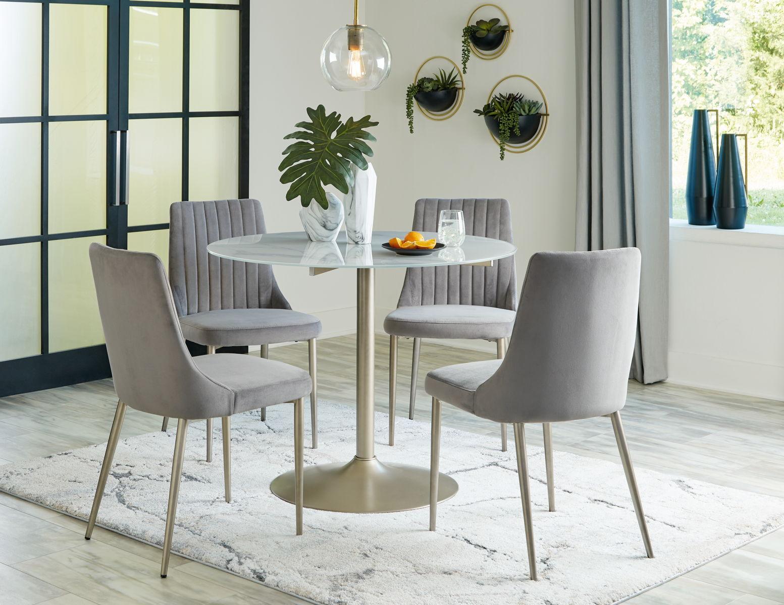 Signature Design by Ashley® - Barchoni - White / Gray - 5 Pc. - Dining Room Table, 4 Side Chairs - 5th Avenue Furniture