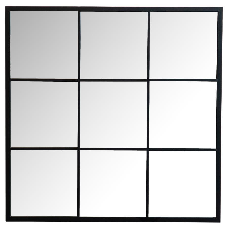 CoasterEveryday - Quetzal - Square Window Pane Wall Mirror - Black - 5th Avenue Furniture