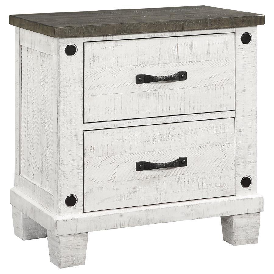 Coaster Fine Furniture - Lilith - 2-Drawer Nightstand - Distressed Gray And White - 5th Avenue Furniture