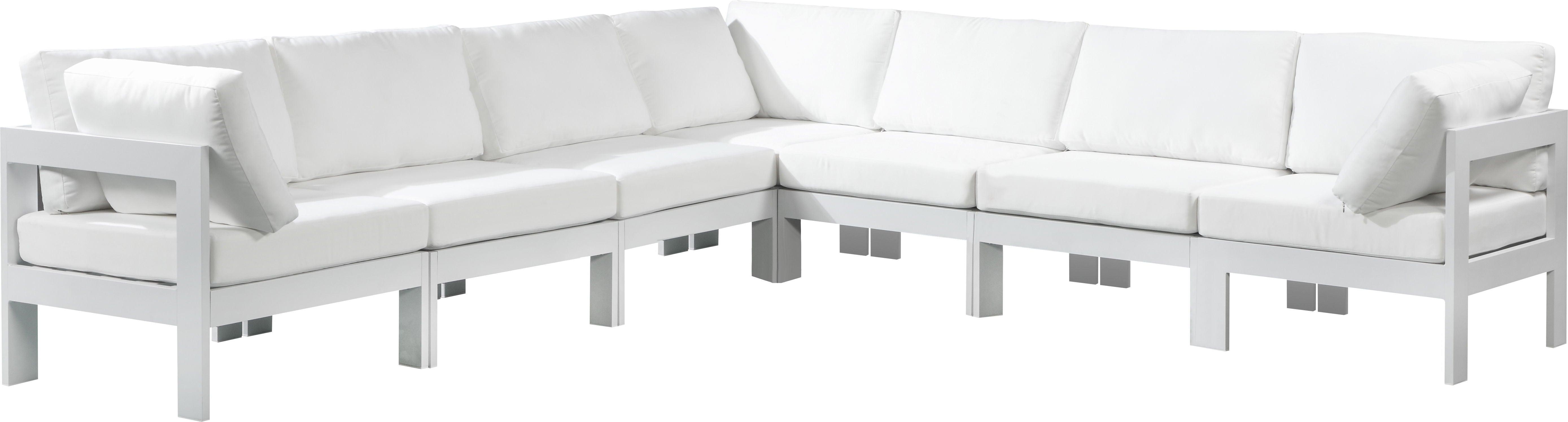 Meridian Furniture - Nizuc - Outdoor Patio Modular Sectional 7 Piece - White - Metal - 5th Avenue Furniture