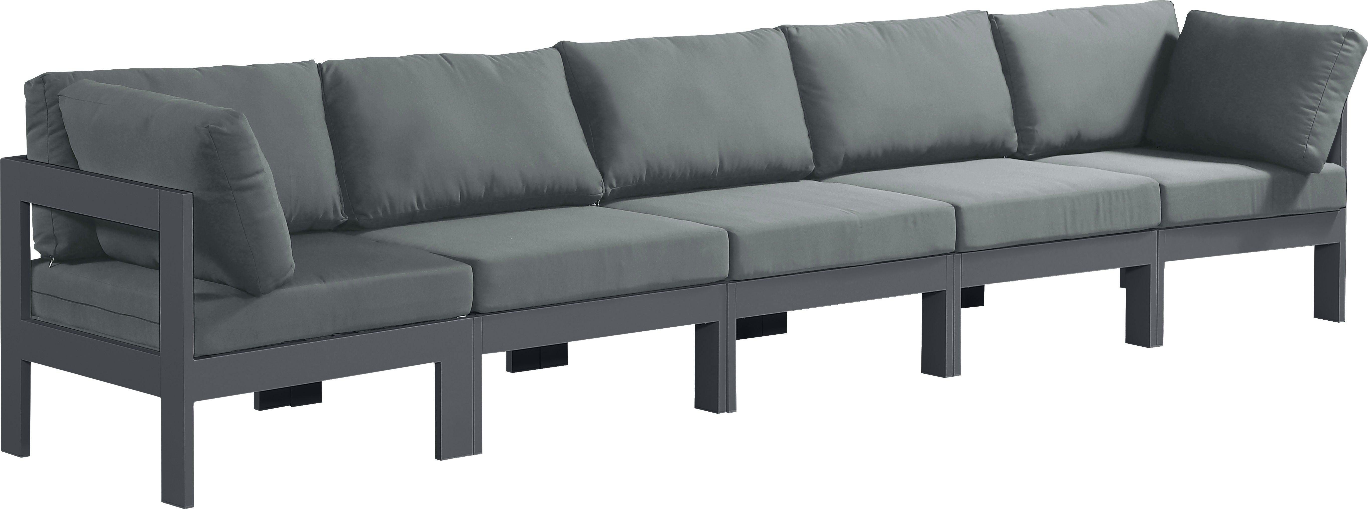 Meridian Furniture - Nizuc - Outdoor Patio Modular Sofa - Dark Grey - Metal - 5th Avenue Furniture